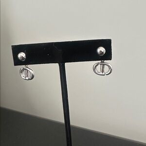 Dior Silver classic CD earrings